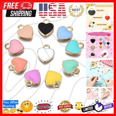 100 Random Color Enamel Heart Charms for Creative Jewelry-Making DIY