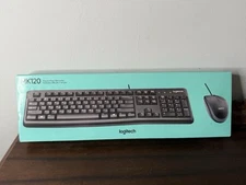 NEW Logitech Desktop MK120 USB Wired Mouse & Keyboard Combo Comfortable PC & Mac