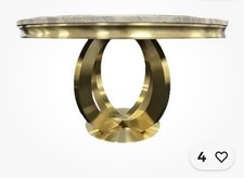 BRAND NEW Ariana Round Dining Table Natural Stone Colour Marble Gold Leg 130 cm 