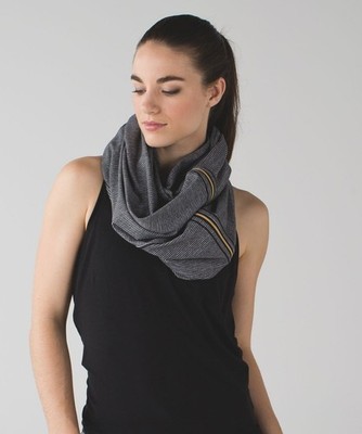 Lululemon Vinyasa Scarf OS Tonka Stripe Heathered Slate Black pattern (KK486)
