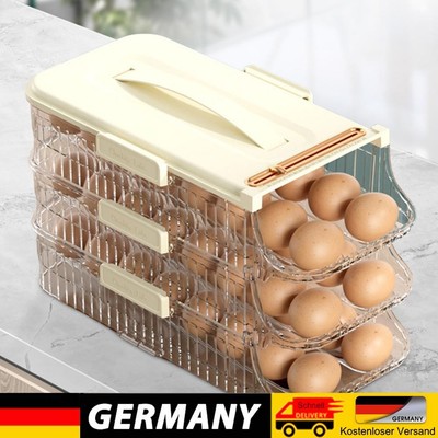Automatic Rolling Egg Tray Organizer Fridge Egg Rack (White 2 Row 3 Layer)