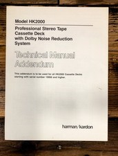 Cassetta aggiuntiva Harman Kardon HK2000 HK-2000 Manuale di servizio *originale*