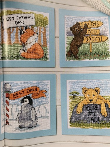 Love & Thanks! Father’s Day Cute Animal Cards Cross stitch Design Chart