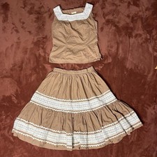 Vintage Tan And White Skirt Set