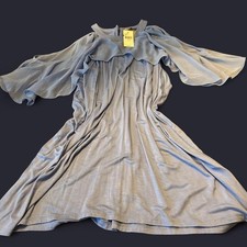 Blue ruffle sleeve blouse