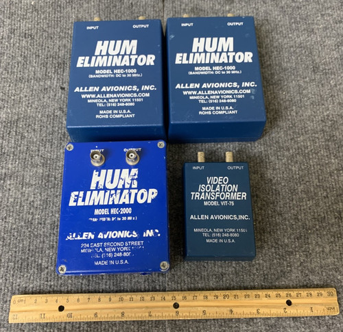 Lot of 4 Allen Avionics HEC-1000, HEC-2000, & VIT-75 Hum Eliminators -Units Only