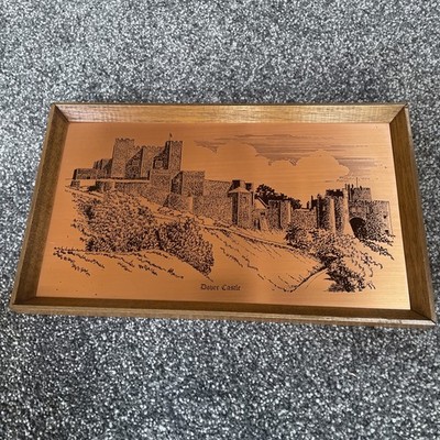 Vintage Coppercraft Kupfer Radierung Dover Castle gerahmt Wandrelief 32/20 cm
