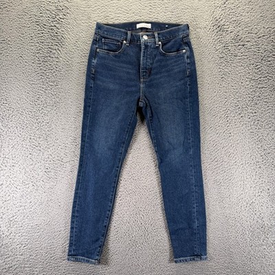 Loft Jeans Women 2P Blue Cotton Denim Ankle Skinny Faded Workwear Travel Stretch