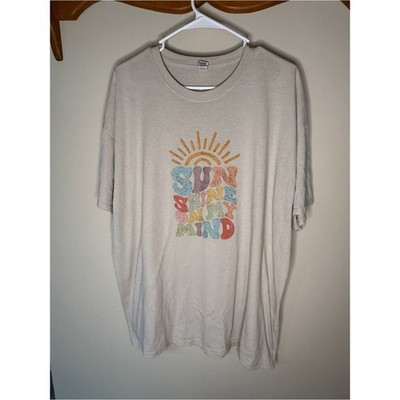 Oversized Single Stitch Tee with Colorful 'Sun Shine On My Mind' Graphic