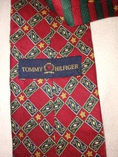 Tommy Hilfiger Mens Tie Geometric Red Imported Silk Italy USA made NIP