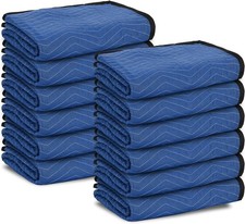 12 Heavy Duty Moving Packing Blankets Ultra Thick Pro 72"x80" Furniture Pad Blue
