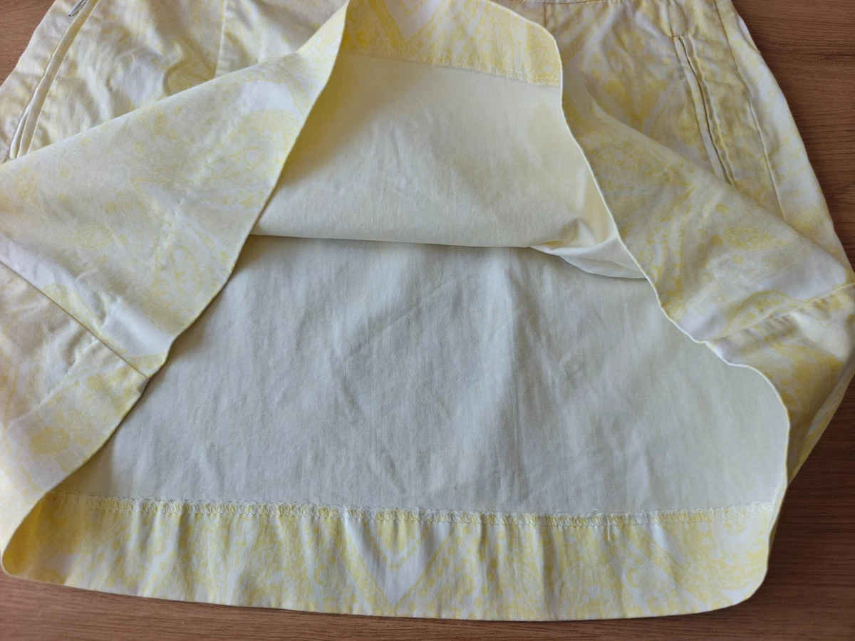Cortefiel Women's Cotton Skirt Yellow Abstract Print, 40 size