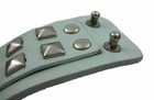 Zeckos Gray Leather 2 Row Pyramid Studded Wristband Wrist Band — photo 4
