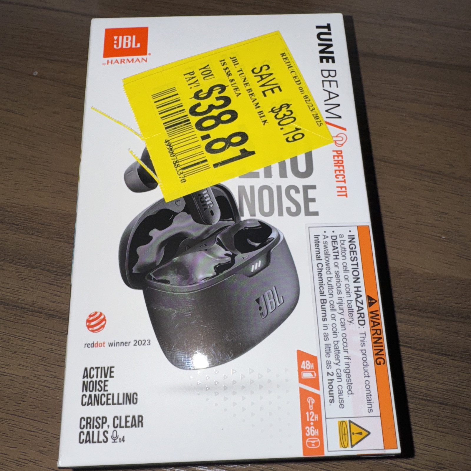 JBL Tune Beam True Wireless Bluetooth Noise-cancelling Earbuds, Black [NEW]