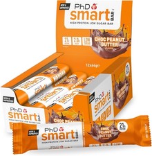 PhD Nutrition Smart Protein Bar Chocolate Peanut Butter Flavour Pack of 12 NEW