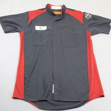 Toyota Shirt Red Kap Technician Mens Medium Gray Red Work Uniform Short Sleeve