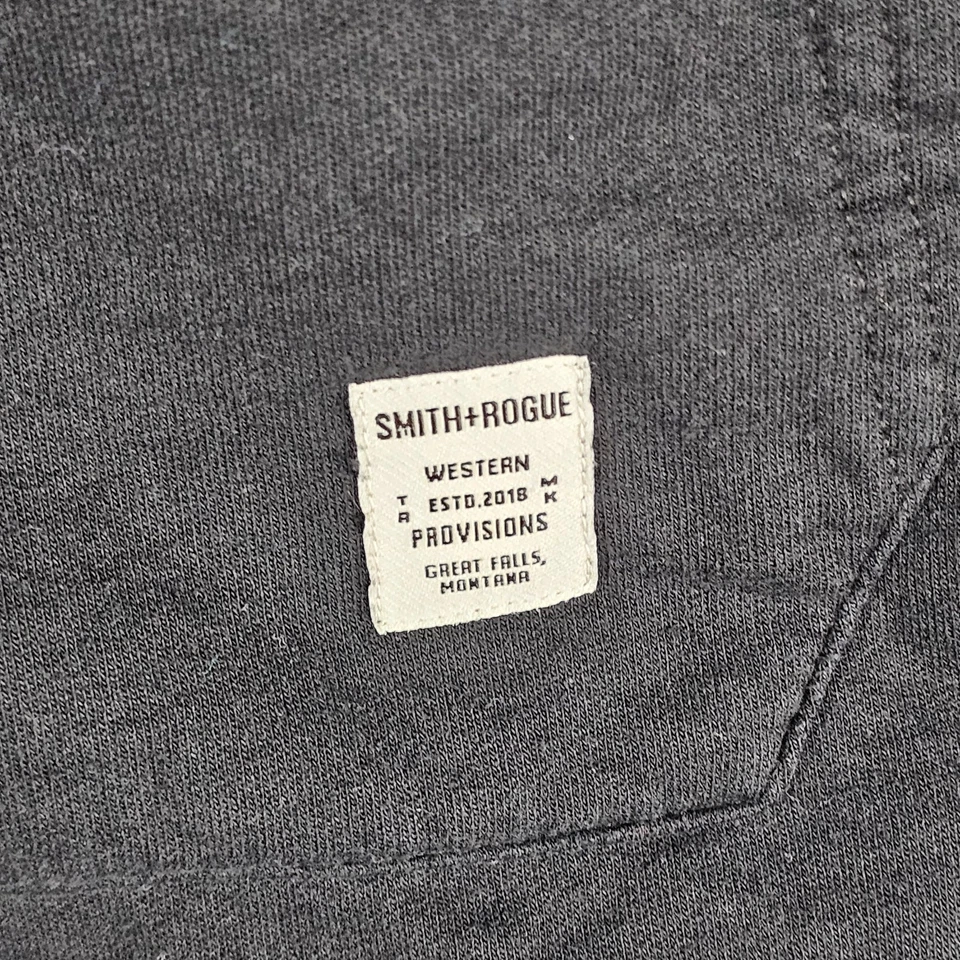 Sudadera con Capucha Smith+Rogue Polar Para Hombre Grande Negra Parche Sólido Logo Bolsillos Cremallera Completa Foto 3 de 4