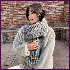 Women Cashmere Blend Scarf Women Winter Warm Thicken Luxury Solid Color Shawl
