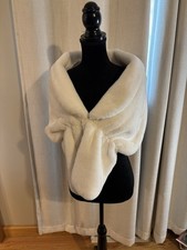 white faux fur bridal shawl or stole
