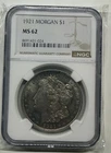 1921 MORGAN SILVER DOLLAR NGC MS62