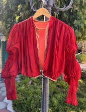 Antique 1880s Deep Red Silk Bodice Jacket
