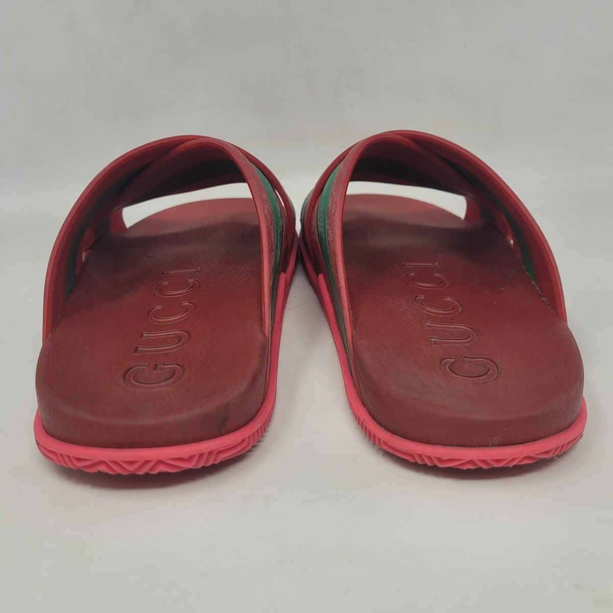 Gucci Sandals EU35 US5 Red Green Web Stripe Slides Crisscross