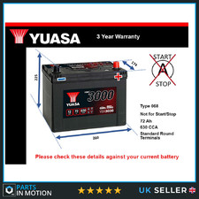 Battery fits ACURA VIGOR MDX NSX 2.5 3.0 3.2 3.5 90 to 05 Yuasa 068 600A 72Ah