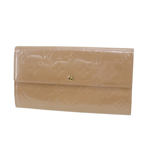 Louis Vuitton LV Used Long Wallet Monogram Vernis Beige M91380 #EA707 S