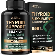 Thyroid Support for Women - Selenium 200 Mcg | Astragalus | Zinc & Iodine | L-Ty