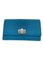 Fendi Roma Selleria Leather Long Wallet Blue Silver Hardware