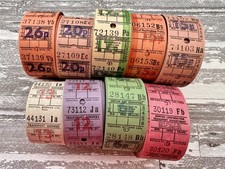 90 Vintage British Bus Tickets, Various Colors, UK Ephemera, Transportation Lot