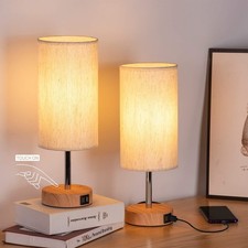 Bedside Lamps with USB Port - Touch Control Table Lamp for Bedroom Wood 3 Way...
