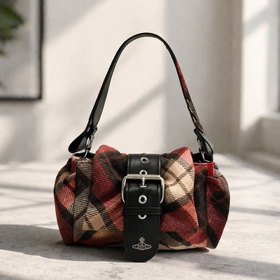 Vivienne Westwood Hazel Treasure Handbag Harris Tweed plaid wool F