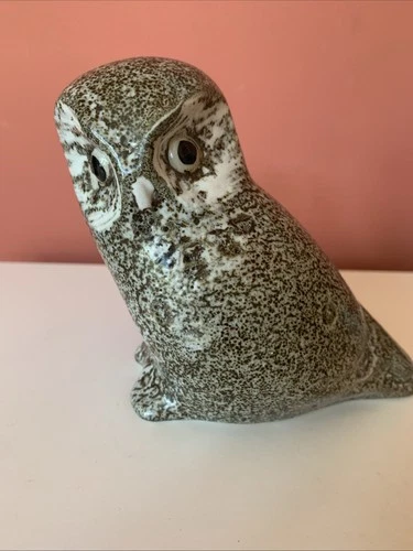 VTG Doug Ferguson Signed Pottery Speckled Owl Figurine Pigeon Forge Pottery 4.5”