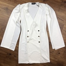 Pretty Little Thing Women Sz 2 White Cape Button Detail Blazer Dress