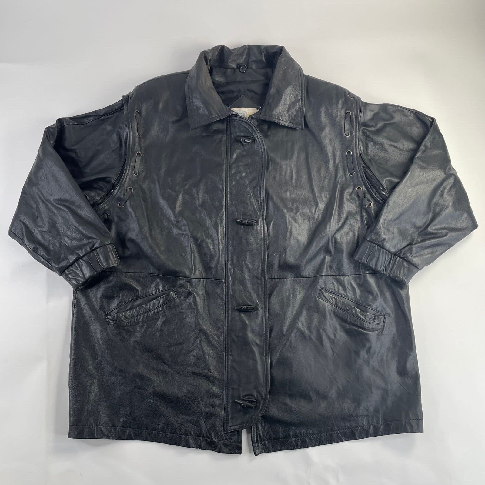 Vintage Roman's Leather Jacket XL Black Men Full Zip … Gem