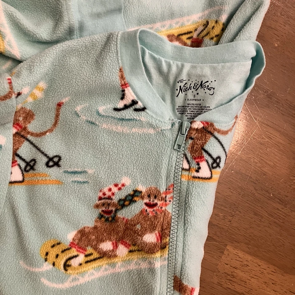 Nick & Nora Calcetín Mono Muñeco de Nieve Trineo Acogedor Polar Una Pieza Pijama Pequeño Foto 4 de 4