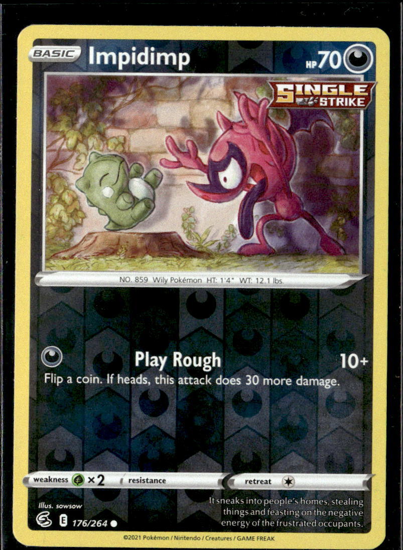 Pokemon Impidimp 176/264 Fusion Strike Reverse Holo Common 2 Card Lot