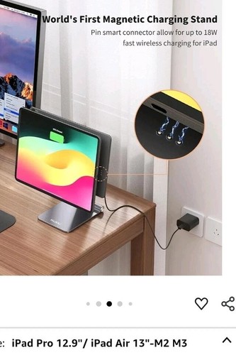 Kuxiu Magnetic Charging Stand For iPad Pro 12.9 Inch 3rd-6th Gen & Air 13 - Photo 2/4