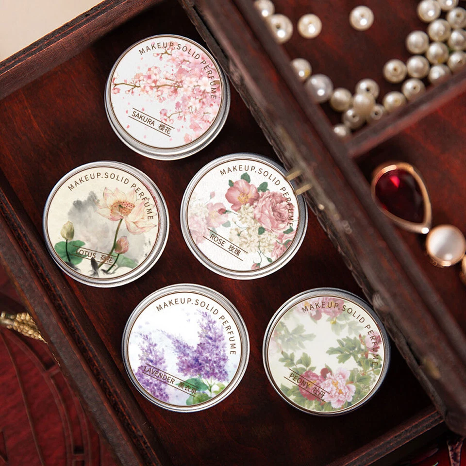 Mini Natural Solid Perfume Tin Jar Lasting Flower Fragrance Solid Balm For Women - Image 2 of 4