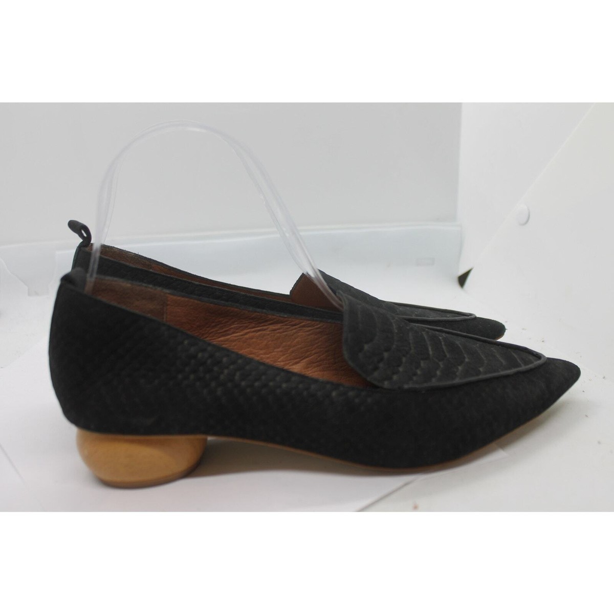 Jeffrey Campbell 'Viona' Black Suede Snakeskin Loafers sz