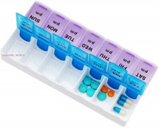 Pill Box 7 Day 2 Times A Day, Travel Pill Case, Medicine Tablet Organiser UK