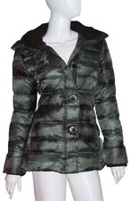 Rainforest Coat Nwt Sz Small Green Black 100% Down Puff Front Button Zip Msrp450