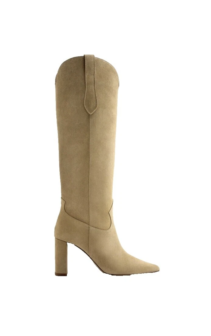 Parte superior de cuero marrón para mujer Zara