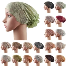 25PCS Flower Lace Inner Caps Underscarf Hair Loss Hats Hijab Islam Women Beanie