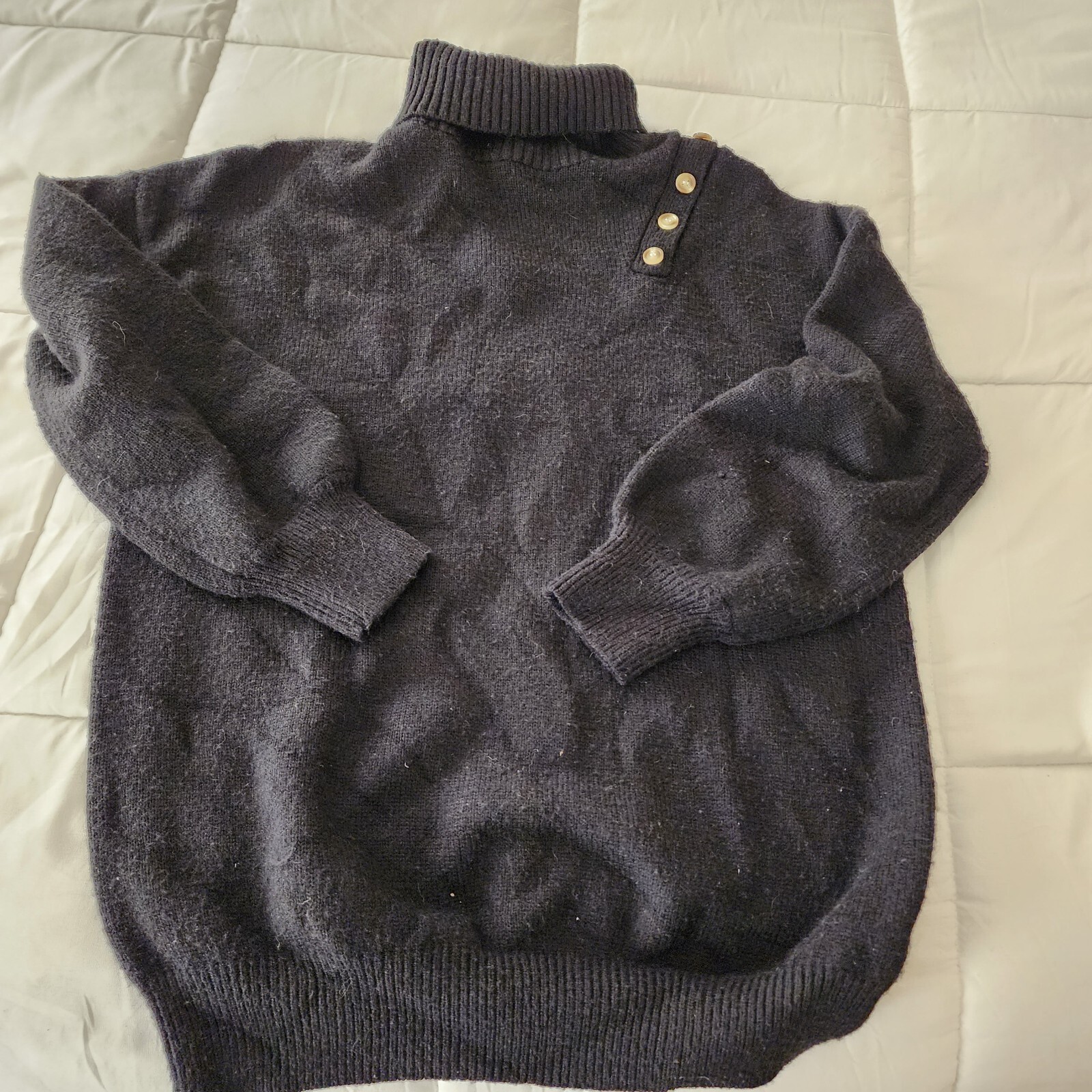 Acoa Cold Shoulder Button Turtleneck Sweater Size… - image 1