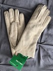 Ladies Tan M suede leather lined gloves NWT — photo 1