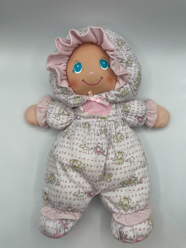 Little Darlins Doll Baby Girl Plush 1994 18" Embroidered Eyes Pink Alphabet