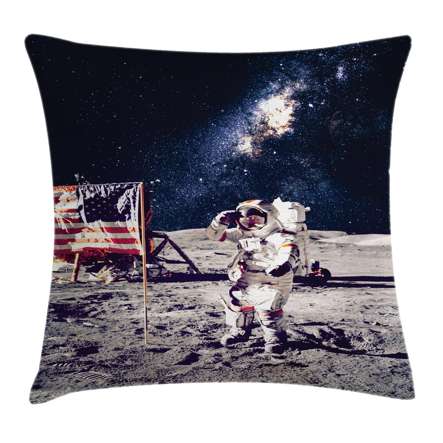 Cosmos Astronaut Space Moon Square Pillow Case 24-Inch Cushion Cover