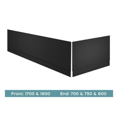 Modern Bathroom Matt Black Wooden Bath Panel Adjustable MDF Front Side Panel